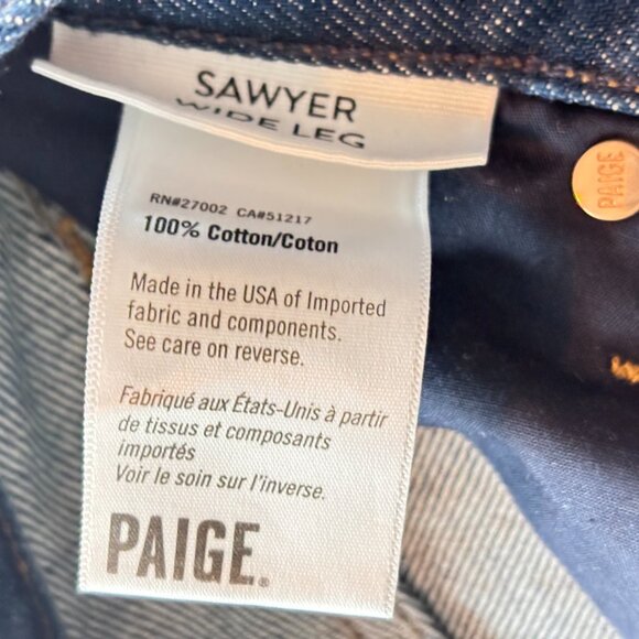 Paige Sawyer Wide Leg High Rise Jean Storybook Distressed Denim Womens Sz 25 NEW - Picture 9 of 12